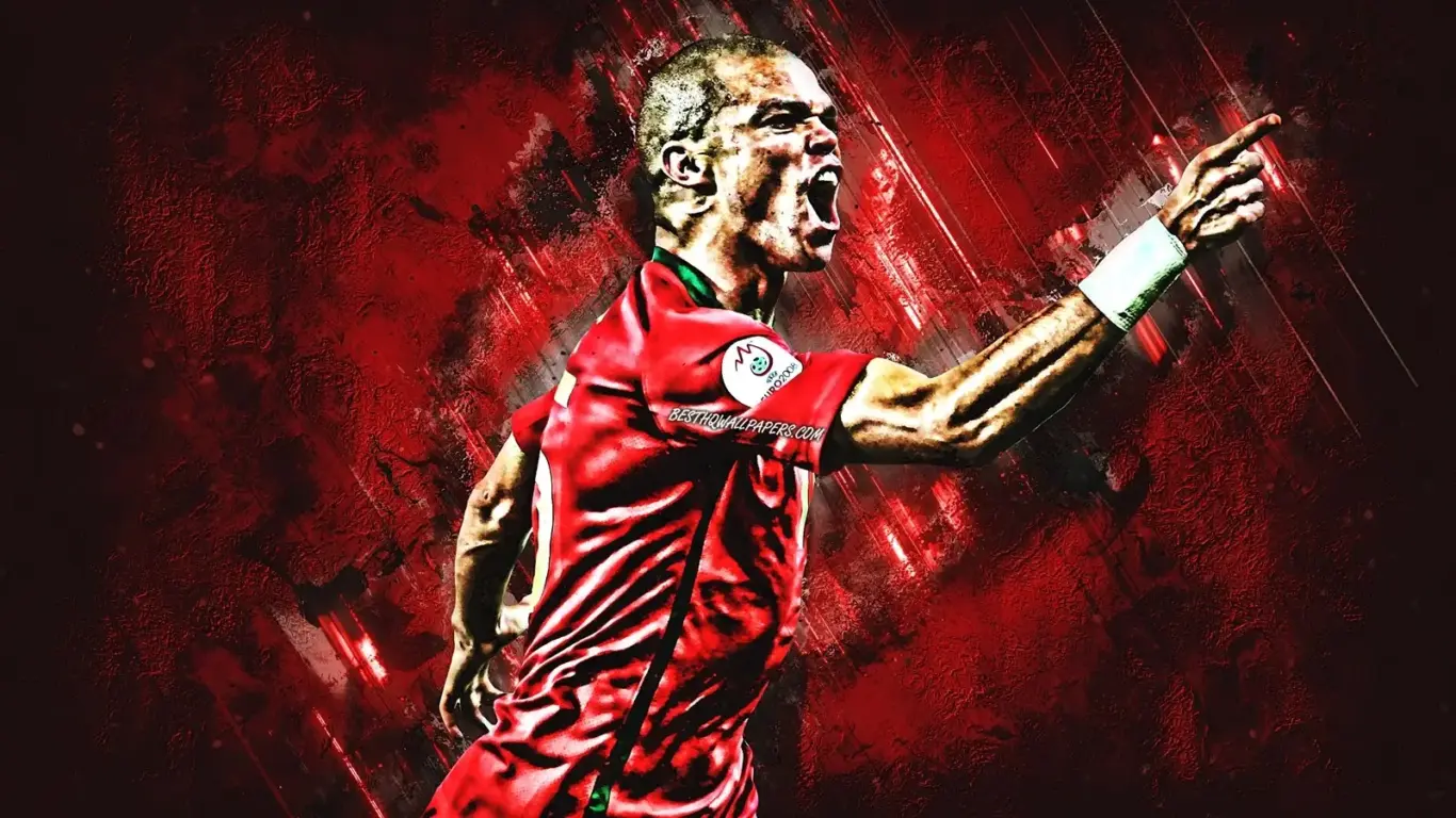 Stylized Portugal‑style footballer celebrating used to promote 1xBet APP download for Pakistan users